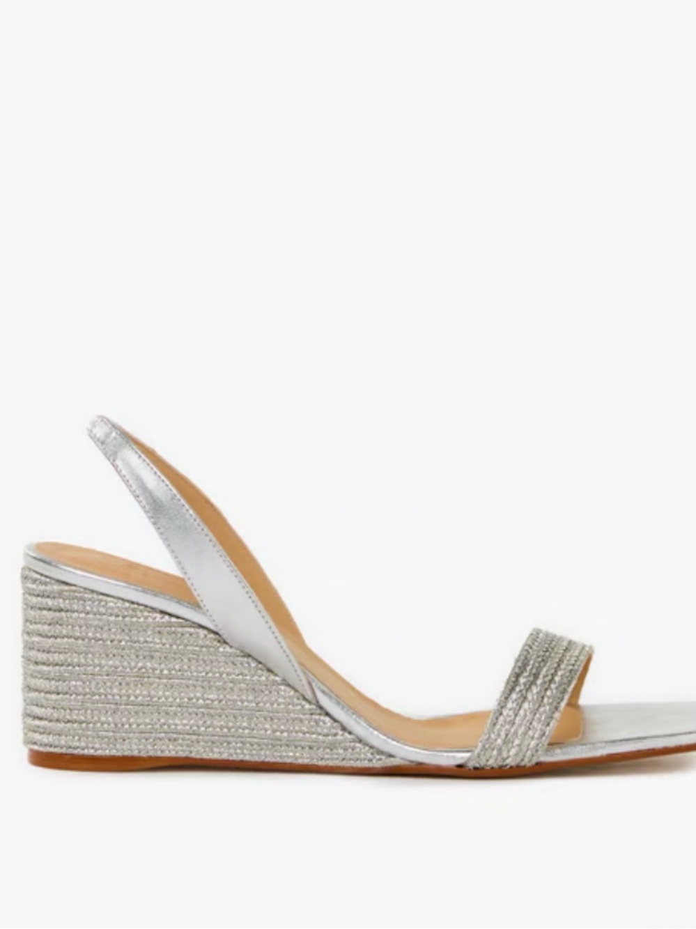 Castaner Silver Wedge Slingback Sandals
